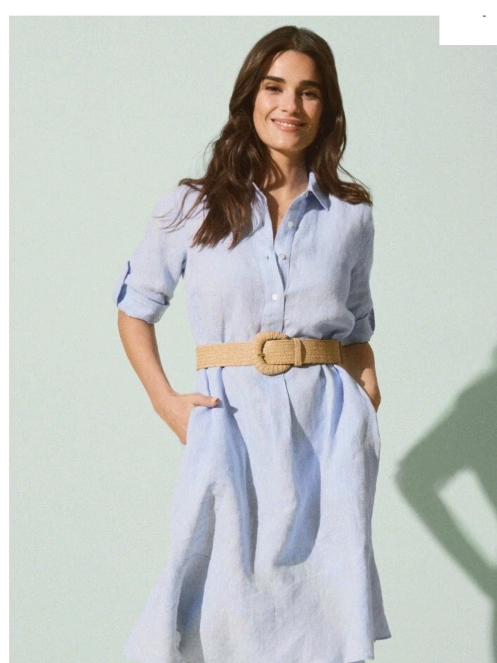 J. McLaughlin Light Coastal Blue Wellesley Linen Midi Shirt Dress XS - Picture 8 of 10